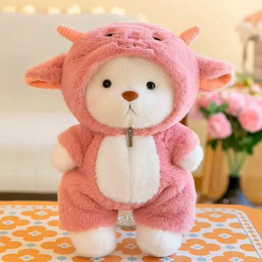 Teddybär mit pinken Schaf Kostüm 30-40cm