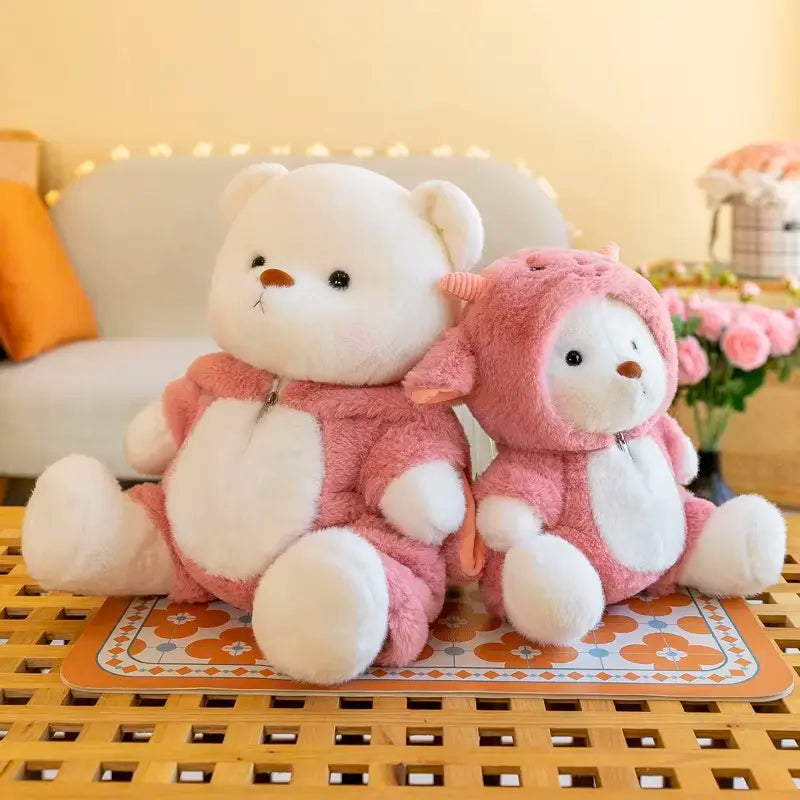 Teddybär mit pinken Schaf Kostüm 30-40cm